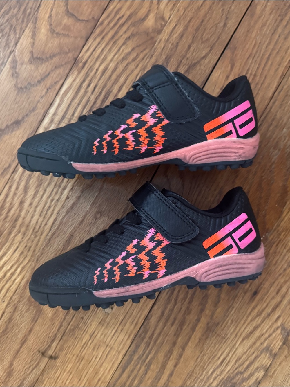 Amazon Kids Black Sneakers with Pink & Orange Accents